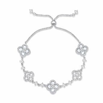 Women's Plated Shell Four Leaf Lucky Charm Bracelet