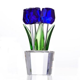 Crystal Tulip Glass Flower Bouquet Figurine