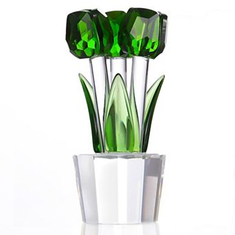 Crystal Tulip Glass Flower Bouquet Figurine