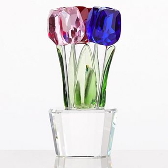 Crystal Tulip Glass Flower Bouquet Figurine