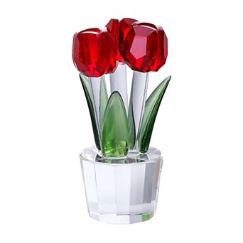 Crystal Tulip Glass Flower Bouquet Figurine