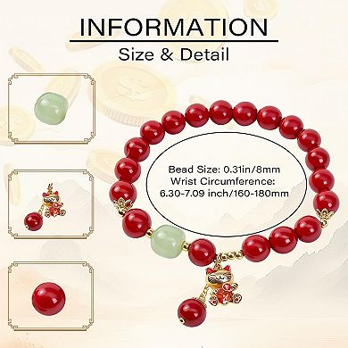 Cinnabar Lucky Cat Jade Bracelet