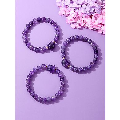 Crystal Cat Bracelet Protective Gemstone Stretch Design Good Luck Gift