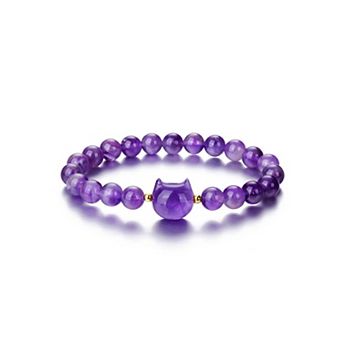 Crystal Cat Bracelet Protective Gemstone Stretch Design Good Luck Gift