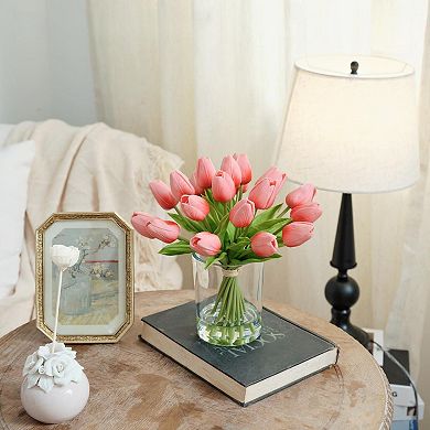 Tulip Artificial Flower Vase Centerpiece Decor