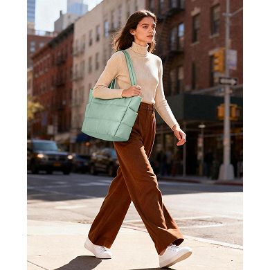 Women Puffer Tote Multi-Pocket Quilted Handbag