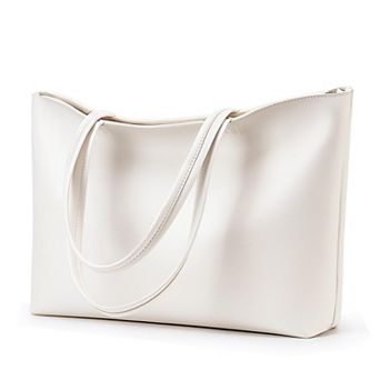 Faux Leather Tote Bag Zipper Shoulder Satchel Women Casual Handbag Work Dating College