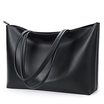 Faux Leather Tote Bag Zipper Shoulder Satchel Women Casual Handbag Work Dating College
