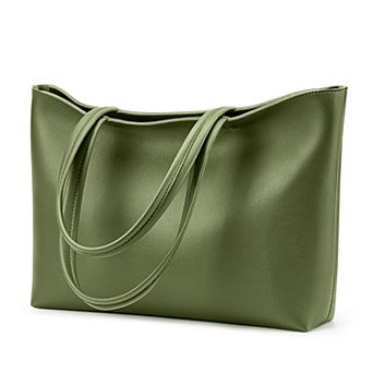 Faux Leather Tote Bag Zipper Shoulder Satchel Women Casual Handbag Work Dating College
