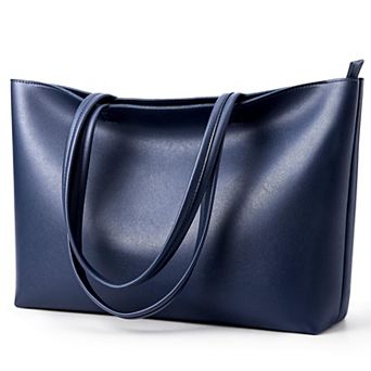 Faux Leather Tote Bag Zipper Shoulder Satchel Women Casual Handbag Work Dating College