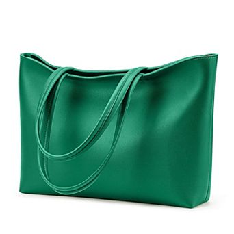 Faux Leather Tote Bag Zipper Shoulder Satchel Women Casual Handbag Work Dating College