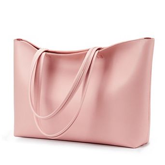 Faux Leather Tote Bag Zipper Shoulder Satchel Women Casual Handbag Work Dating College