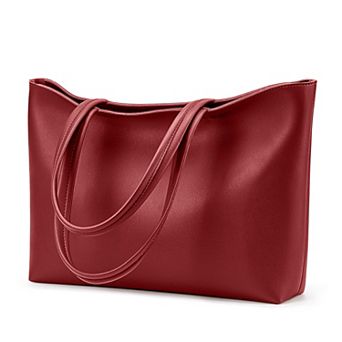 Faux Leather Tote Bag Zipper Shoulder Satchel Women Casual Handbag Work Dating College