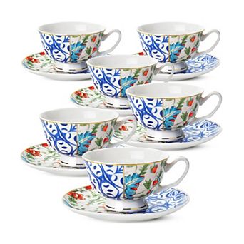 Tea Cups Saucers Floral Porcelain Set Mothers Day Gift