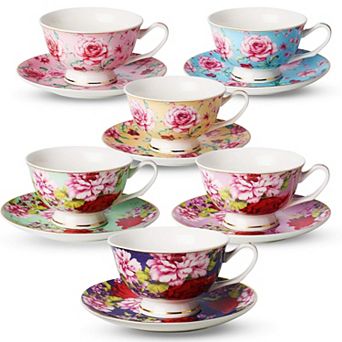 Tea Cups Saucers Floral Porcelain Set Mothers Day Gift