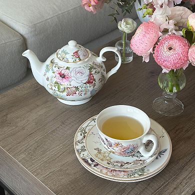 Birds Rose Garden Cup Saucer Gift Box
