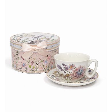 Birds Rose Garden Cup Saucer Gift Box