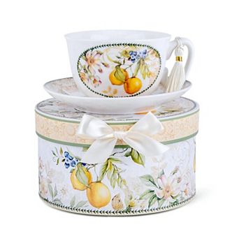 Birds Rose Garden Cup Saucer Gift Box