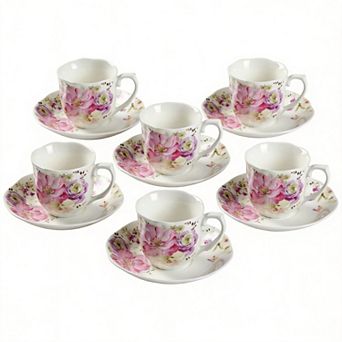 Porcelain Tea Cups Saucers Floral Gift Set