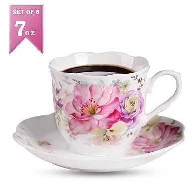 Porcelain Tea Cups Saucers Floral Gift Set