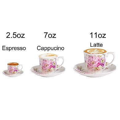 Porcelain Tea Cups Saucers Floral Gift Set