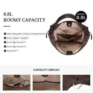 Leather Hobo Tote Shoulder Bag Tassel Ribbon