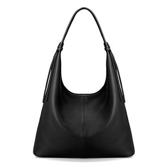 Leather Hobo Tote Shoulder Bag Tassel Ribbon