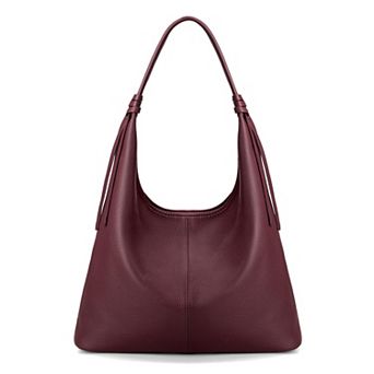 Leather Hobo Tote Shoulder Bag Tassel Ribbon