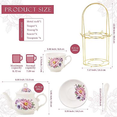Ceramic Tea Coffee Set Includes Display Rack