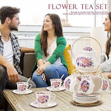 Ceramic Tea Coffee Set Includes Display Rack