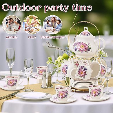 Ceramic Tea Coffee Set Includes Display Rack