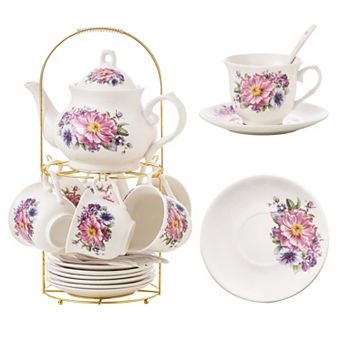 Ceramic Tea Coffee Set Includes Display Rack