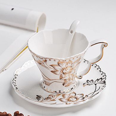 Vintage Rose Teacup Saucer Spoon Set