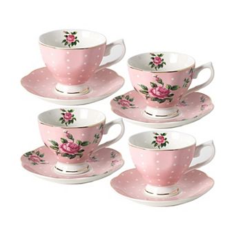 Floral Porcelain Teacups Saucers Set