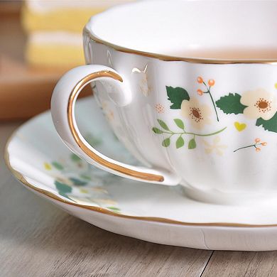 Floral Tea Cup Saucer Spoon Porcelain Gift Set