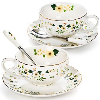 Floral Tea Cup Saucer Spoon Porcelain Gift Set