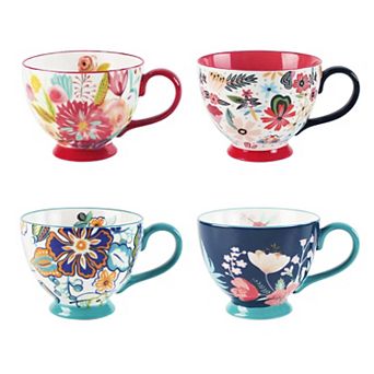 Hand-painted Floral Ceramic Teacups Set