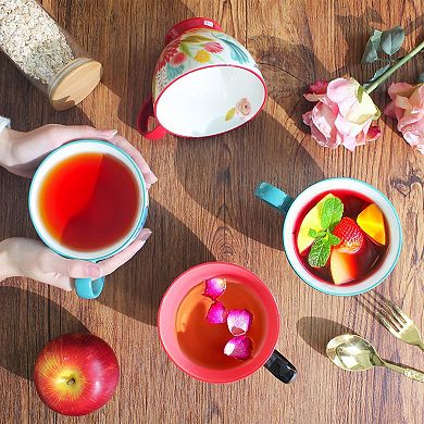 Hand-painted Floral Ceramic Teacups Set