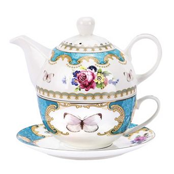 English Porcelain Tea Set Floral Teapot Cup Saucer