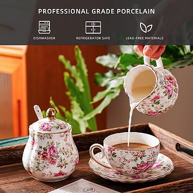Ceramic Sugar Creamer Set Pitcher Bowl Lid Spoon
