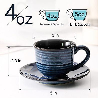 Espresso Cups With Saucers Ceramic Coffee Mugs Cappuccino Cup For Shots Tea