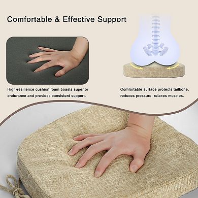 14x14 Metal Chair Cushion Non-Slip Thick Pad with Ties