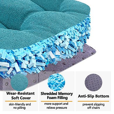 Memory Foam Chair Cushions Set 4 Non-Slip 15.5"x4"