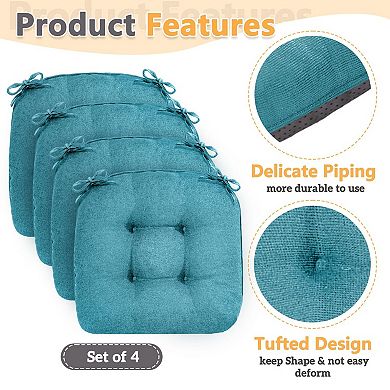 Memory Foam Chair Cushions Set 4 Non-Slip 15.5"x4"
