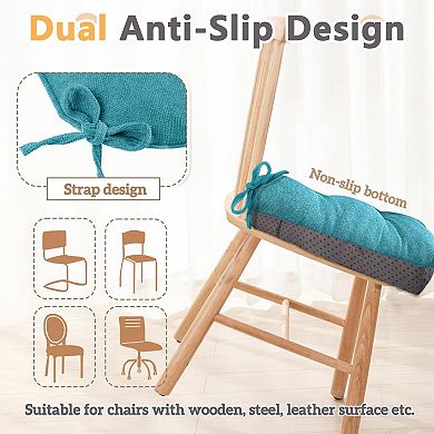 Memory Foam Chair Cushions Set 4 Non-Slip 15.5"x4"