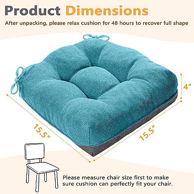 Memory Foam Chair Cushions Set 4 Non-Slip 15.5"x4"