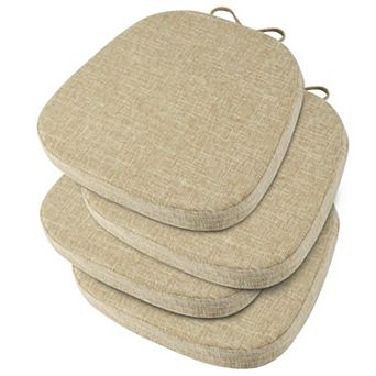 14x14 Metal Chair Cushions Set of 4 Non Slip Thick Pads with Ties