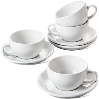 Cappuccino Cups Saucers Set Ceramic Coffee Cup Embossed
