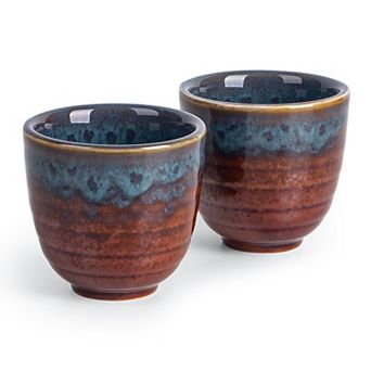 Peacock Tail Ceramic Teacup Set 2 pc