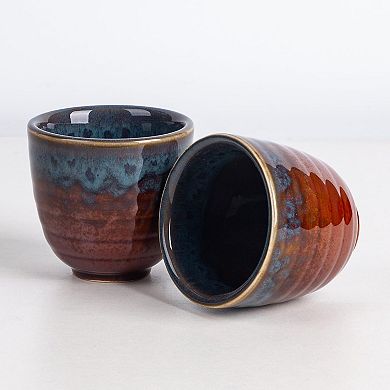 Peacock Tail Ceramic Teacup Set 2 Pcs